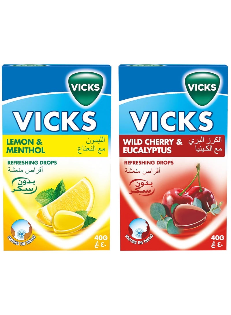 Vicks Throat Refreshing With Wild Cherry & Eucalyptus And Lemon And Menthol Sugar Free 40 gm - Image 1